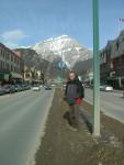 Downtown Banff with a big arse mountain out back