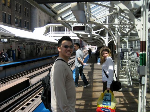 Jim Kim, Brandy and myself catch our first Chicago train