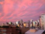 Red sky over Sydney, looking east from my roof