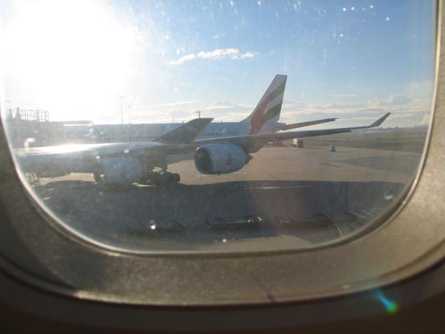 Waiting for the plane to take off in Sydney
