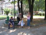 Eating in a park in Milan