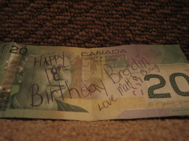 Giving money for birthdays Canadian style